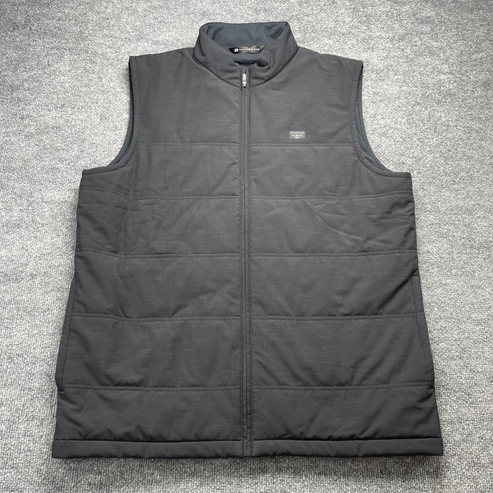 Travis Mathew Mens Quilted Puffer Vest Black Full Zip Golf Layering XL